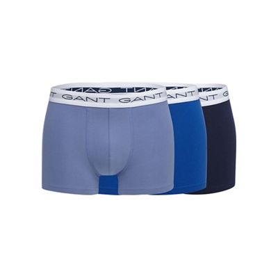 Pack of three blue cotton stretch trunks